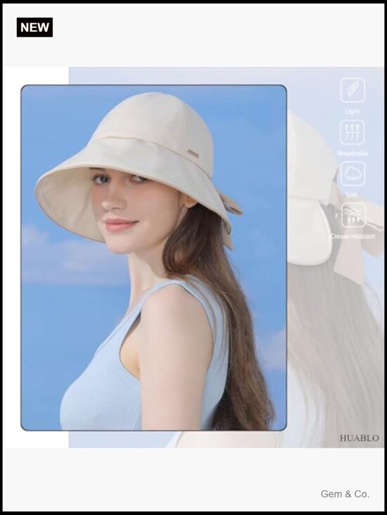 Wide Brim Sun Hat Foldable Adjustable with Ponytail Hole main image 6